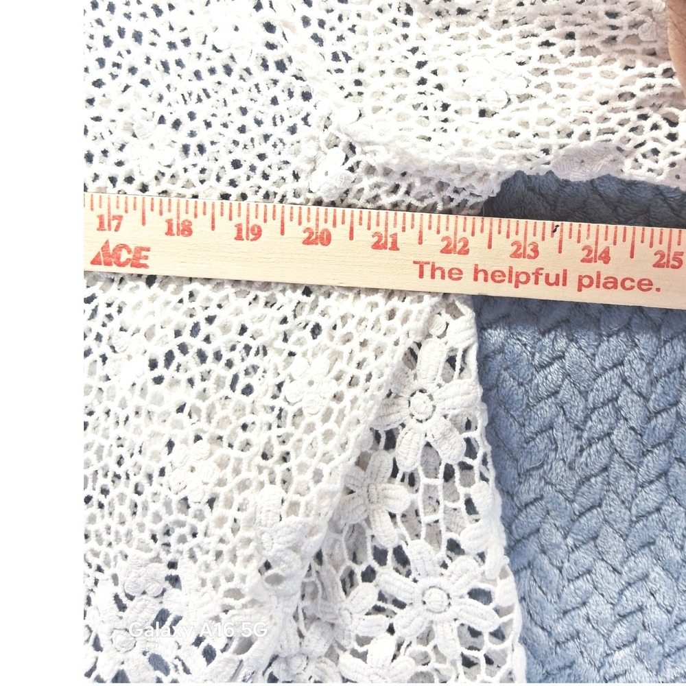 Chris McLaughlin White Floral Crochet Cardigan Sweater Plus Size 3X Cotton Boho - Picture 7 of 10